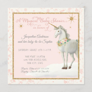 Magisch Baby shower Unicorn Cloud Star Boho Floral Kaart