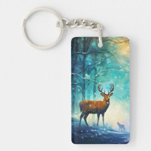 Magisch Besneeuwd Bos Kunst-82109 Sleutelhanger