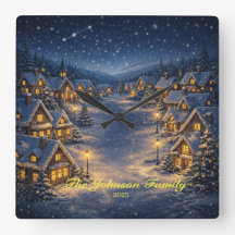 Magisch besneeuwd kerstdorp 's nachts