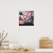 Magisch Bloeiend Bos met Lichtgevende Droombloemen Poster (Keuken)