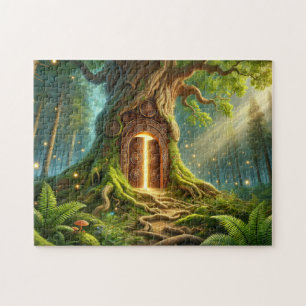 Magisch bos boomportaal mos magie deur legpuzzel