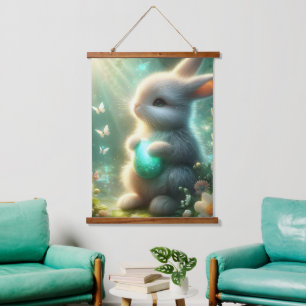 Magisch bos boskonijn ei hangend wandkleed