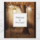 Magisch Bos met Fairy Lights Bruiloft Wijn Etiket (Enkel label)