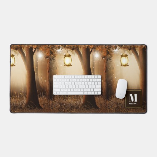 Magisch bos met Fairy Lights Bureaumat (Keyboard & Muis)