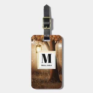 Magisch bos met Fairy Lights Monogram Bagagelabel