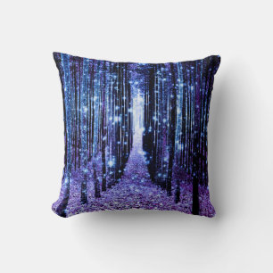 Magisch bos pad paars blauw kussen