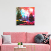 Magisch bos 's nachts canvas afdruk (Insitu (Woonkamer))