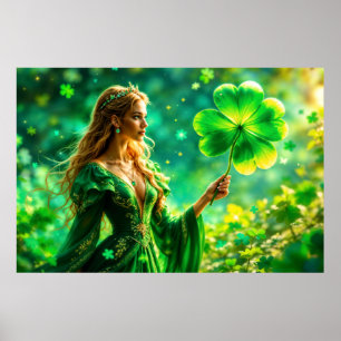 Magisch bos St Patrick dag natuur feeënkunst Poster