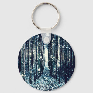 Magisch bos, turquoise grijze elegant sleutelhanger