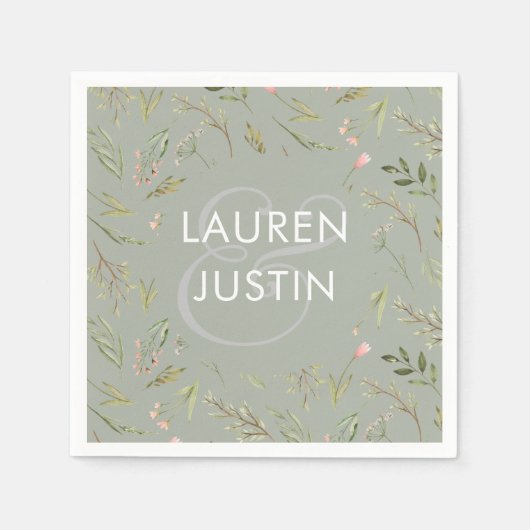 Magisch bos | Weddenschapsmonogram Napkin Servet (Voorkant)