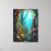 Magisch bospad met grillige wilde bloemen canvas afdruk (Voorkant)