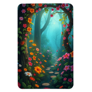 Magisch bospad met grillige wilde bloemen magneet