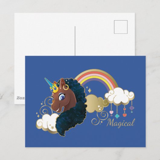 Magisch de Eenhoorn Regenboog & Wolken Ontwerp Briefkaart (Voorkant / Achterkant)