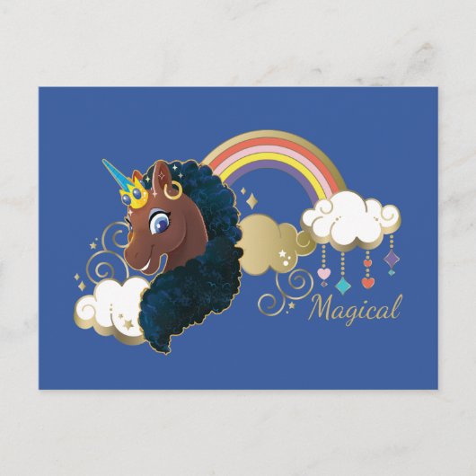 Magisch de Eenhoorn Regenboog & Wolken Ontwerp Briefkaart (Voorkant)