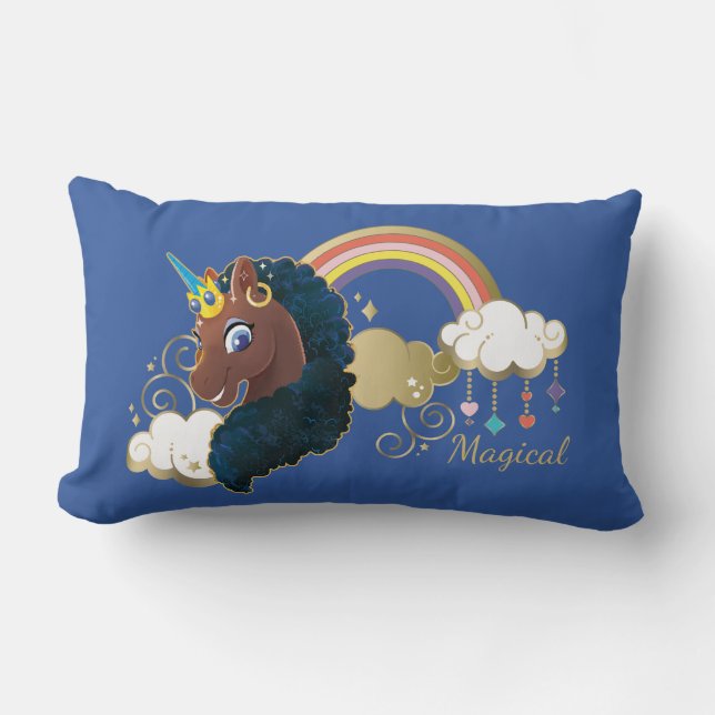Magisch de Eenhoorn Regenboog & Wolken Ontwerp Kussen (Voorkant)