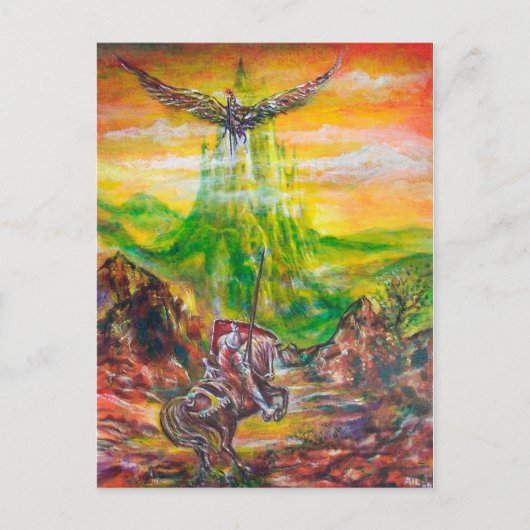 MAGISCH DUEL TUSSEN BRADAMANT EN NEGROMANCER BRIEFKAART (Voorkant)