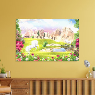 Magisch Eenhoorn Koninkrijk – Fantasie Kasteel Lan Canvas Afdruk