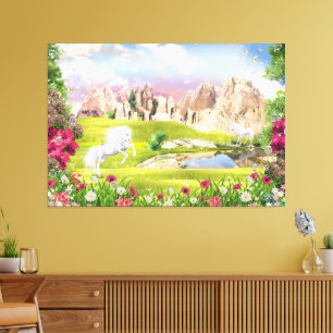 Magisch Eenhoorn Koninkrijk – Fantasie Kasteelland Canvas Afdruk