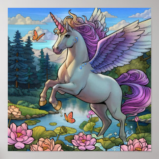 Magisch Eenhoorn Pegasus Sprookjes Koninkrijk Poster