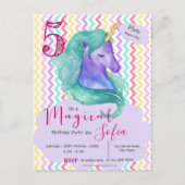 Magisch Eenhoorn Thema Pastel Chevron Verjaardag Briefkaart (Voorkant)