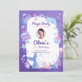 Magisch feest zeemeermin thema verjaardag viering kaart (Staand voorkant)