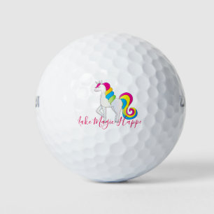 Magisch geïllustreerd Cute Girl Rainbow Unicorn Golfballen