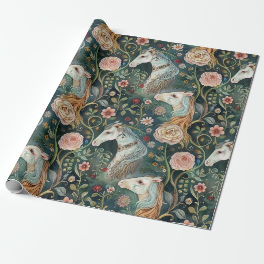 Magisch geschilderde paarden geschilderde paarden cadeaupapier (Uitgerold)