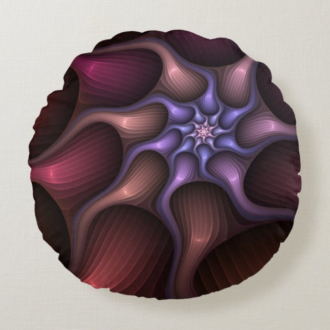 Magisch glanzend Abstract Gestreept Kleurrijke Fra Rond Kussen (Voorkant)