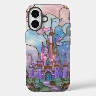 Magisch Glazen in lood kasteel met levendige paste iPhone 16 Hoesje