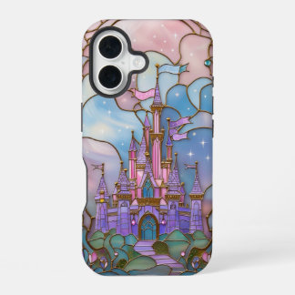 Magisch Glazen in lood kasteel met levendige paste iPhone 16 Hoesje