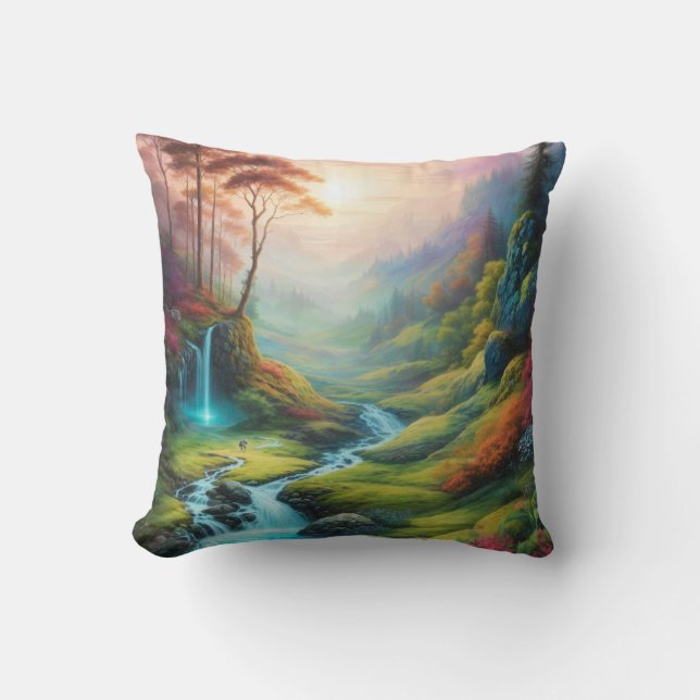 Magisch gloeiend bos Natuur Landschap Kussen (Voorkant)