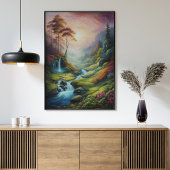 Magisch gloeiend bos Natuur Landschap Poster