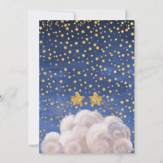 Magisch Golden Stars Baby shower van de Blauwe Kro Kaart (Achterkant)