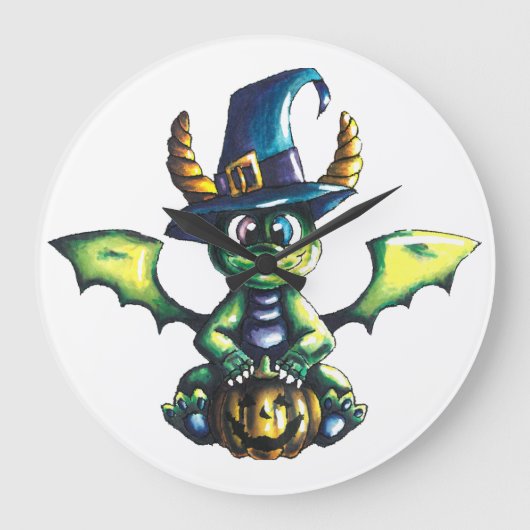 Magisch Halloween Dragon Design Grote Klok (Voorkant)
