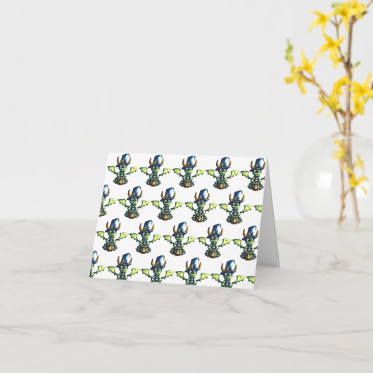 Magisch Halloween Dragon Design Kaart (Gele Bloem)