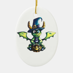 Magisch Halloween Dragon Design Keramisch Ornament