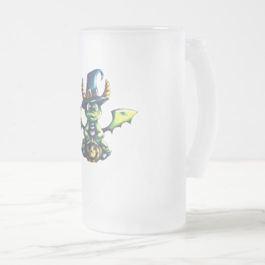 Magisch Halloween Dragon Design Matglas Bierpul (Voorkant rechts)