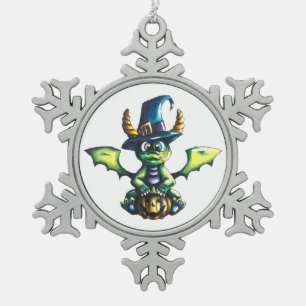 Magisch Halloween Dragon Design Tin Sneeuwvlok Ornament