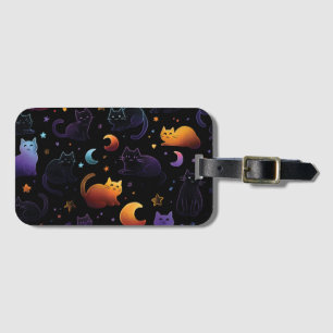 Magisch hemels kattenpatroon met manen bagagelabel