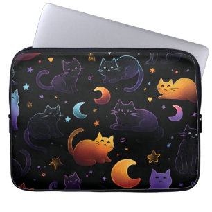 Magisch hemels kattenpatroon met manen laptop sleeve