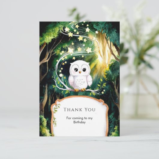 Magisch In de Bossen Uil Verjaardag Bedankkaart (Staand voorkant)
