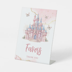 Magisch Kasteel Eenhoorn Roze Prinses 1e Verjaarda Reclamebord Met Voetstuk