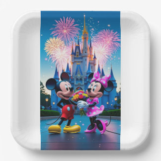 Magisch Kasteel Mickey en Minnie Mouse Feestpapier Papieren Bordje