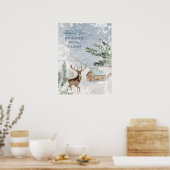 Magisch kerstbos Deer Bird Poster (Keuken)
