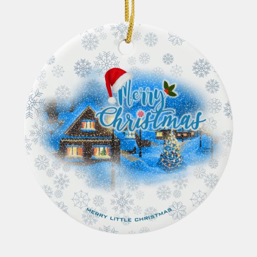 Magisch kerstdorp keramisch ornament (Voorkant)