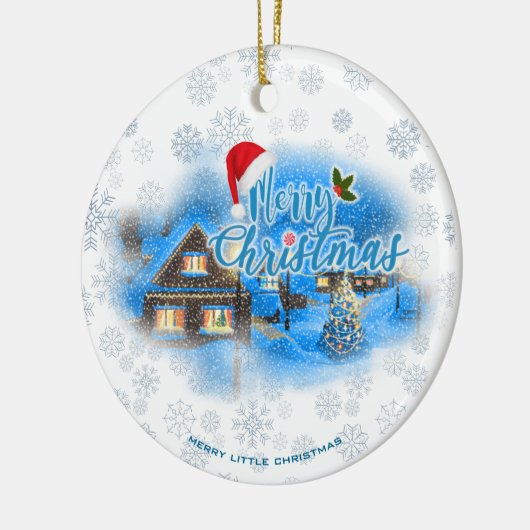 Magisch kerstdorp keramisch ornament (Links)