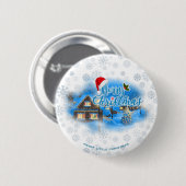 Magisch kerstdorp ronde button 5,7 cm (Voorkant /achterkant)