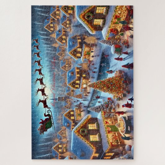 Magisch Kerstdorp Santa Reindeer Winter Legpuzzel (Verticaal)
