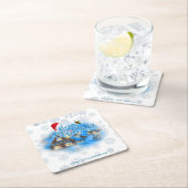 Magisch kerstdorp vierkante kartonnen onderzetter (Insitu)