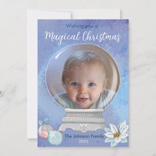 Magisch kerstsneeuw Wereldbol Feestdagenkaart (Voorkant)